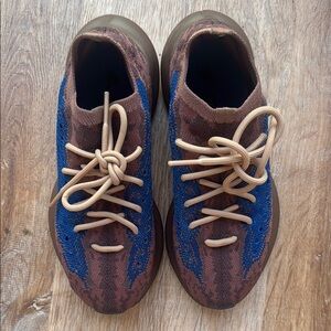 380 Yeezy Brown and Blue Knit Sneakers
